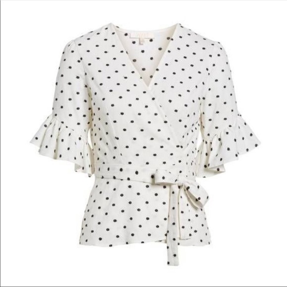 WAYF polka dot ruffle wrap top - Picture 2 of 5
